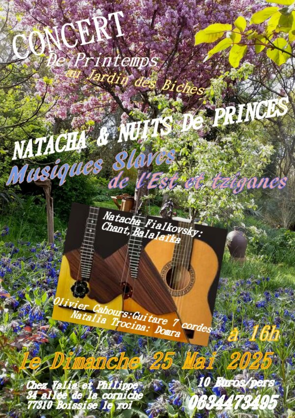 RC Affiche. Concert de printemps au Jardin des Biches. Musiques slaves de l|Est et tziganes acev Natacha & Nuits de Prince. 2025-05-25.jpg